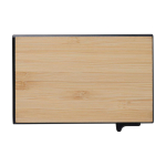 Set de regalo corporativo con bolígrafo, tarjetero RFID y llavero color natural tercera vista frontal