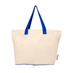 Bolsa de algodón reciclado plegable con certificado GRS 7L 140g/m2 color azul real segunda vista frontal