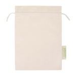 Bolsa de regalo de algodón con cierre de cordón 140g/m2 color natural segunda vista frontal