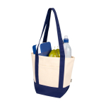 Bolsa tote algodón reciclado con certificado GRS 320g/m2 color azul marino segunda vista