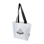 Bolsa tote plástico reciclado laminada doble impermeable 18L 150g/m2 color blanco vista impresión serigrafía