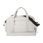 Bolsa de lona de viaje de poliéster reciclado con cremallera 30L color arena segunda vista frontal