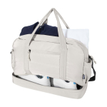 Bolsa de lona de viaje de poliéster reciclado con cremallera 30L color arena tercera vista