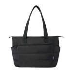Bolsa tote poliéster reciclado acolchada con funda portátil 15,6” 18L color negro segunda vista frontal