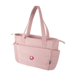 Bolsa tote poliéster reciclado acolchada con funda portátil 15,6” 18L color rosa claro
