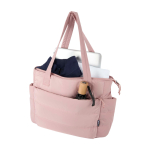 Bolsa tote poliéster reciclado acolchada con funda portátil 15,6” 18L color rosa claro tercera vista