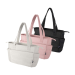 Bolsa tote poliéster reciclado acolchada con funda portátil 15,6” 18L color rosa claro segunda vista varios colores