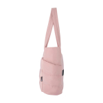 Bolsa tote poliéster reciclado acolchada con funda portátil 15,6” 18L color rosa claro vista lateral
