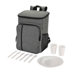 Mochila nevera para pícnic con cubiertos reutilizables 20L color gris jaspeado segunda vista