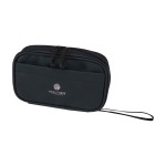 Bolsa organizadora de accesorios tecnológicos con cremallera 1l color negro vista impresión transfer