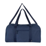 Bolsa de viaje impermeable de lona reciclada con bolsillo frontal 40L color azul marino segunda vista frontal