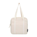Bolsa nevera impermeable de lona reciclada con capacidad 5L color arena segunda vista frontal