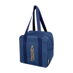Bolsa nevera impermeable de lona reciclada con capacidad 5L color azul marino vista impresión serigrafía