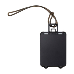 Etiqueta para equipaje con ventana de datos y cordón seguro color blanco segunda vista trasera