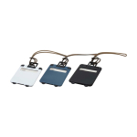 Etiqueta para equipaje con ventana de datos y cordón seguro color blanco segunda vista varios colores