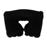 Almohada de viaje inflable y compacta con bolsa a juego color negro segunda vista frontal