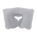 Almohada de viaje inflable y compacta con bolsa a juego color gris segunda vista frontal