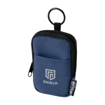 Monedero repelente al agua de poliéster reciclado con clip color azul marino vista impresión transfer