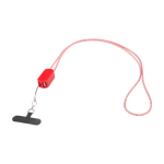 Lanyard para smartphone con cable 5 en 1 integrado y conexiones USB color rojo segunda vista frontal