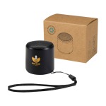 Altavoz Bluetooth compacto custom made con carga USB-C 3W color negro vista impresión tampografía