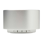 Altavoz Bluetooth de aluminio reciclado con micrófono 3W color plateado segunda vista frontal