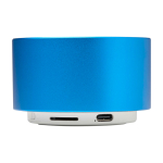 Altavoz Bluetooth de aluminio reciclado con micrófono 3W color azul real segunda vista trasera