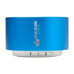 Altavoz Bluetooth de aluminio reciclado con micrófono 3W color azul real vista impresa logo 2