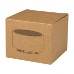 Altavoz Bluetooth de aluminio reciclado con micrófono 3W color azul real segunda vista con caja