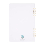 Cuaderno de tapa dura de papel reciclado con espiral A5 hojas a rayas color blanco segunda vista trasera