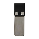 Clip para bolígrafo de acero inoxidable con funda de cuero sintético color negro segunda vista trasera