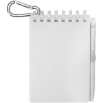 Libreta mini con borde en espiral y bolígrafo de tinta negra color transparente segunda vista frontal