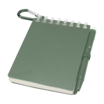 Libreta mini con borde en espiral y bolígrafo de tinta negra color verde jaspeado