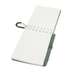 Libreta mini con borde en espiral y bolígrafo de tinta negra color verde jaspeado segunda vista