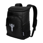 Mochila térmica reciclada de 18L con compartimento principal color negro vista impresión transfer