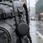 Localizador ecológico con bluetooth y aviso de pérdida y sonido 100dB color negro vista de ambiente