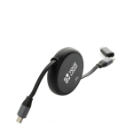 Cable retráctil de aluminio reciclado 2 en 1 de carga y datos 240W color negro vista de impresión