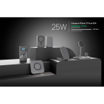 Base de carga inalámbrica magnética 25W con cable USB-C color gris vista de ambiente