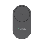 Cargador ecológico plegable 3 en 1 compacto con entrada USB-C 25W color gris vista con logo