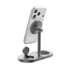 Cargador ecológico de escritorio 3 en 1 inalámbrico magnético 25W color gris cuarta vista