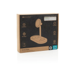 Cargador ecológico de escritorio 3 en 1 inalámbrico magnético 25W color gris vista con caja