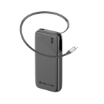 Batería externa ecológica con cable retráctil 45W 20.000 mAh color negro quinta vista