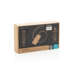 Powerbank con indicador de carga y cable retráctil 45W 10.000 mAh color gris vista con caja