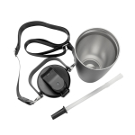 Botella térmica de acero inoxidable reciclado con cordón 600ml color negro séptima vista