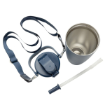 Botella térmica de acero inoxidable reciclado con cordón 600ml color azul marino séptima vista