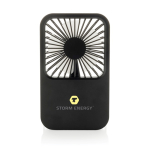 Ventilador de escritorio recargable con 3 velocidades 5W 1.200 mAh color negro vista con logo