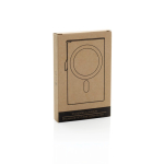 Tarjetero magnético de aluminio para móvil con bloqueo RFID color plateado segunda vista con caja