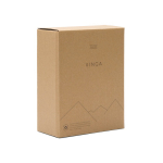 Fiambrera de acero inoxidable reciclado con correa elástica 750ml color negro vista con caja