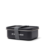 Fiambrera de acero inoxidable reciclado con correa elástica 750ml color negro vista de impresión