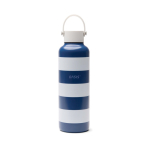 Botella térmica antigoteo con diseño de playa y asa 600ml color azul marino vista con logo