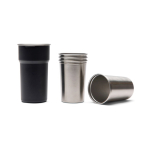 Vaso de viaje de acero inoxidable reciclado con tazas dentro 450ml color negro tercera vista